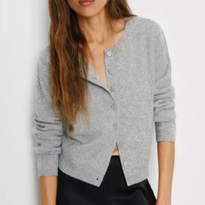 REFORMATION Clara Cashmere Cardigan in Light Grey, size S